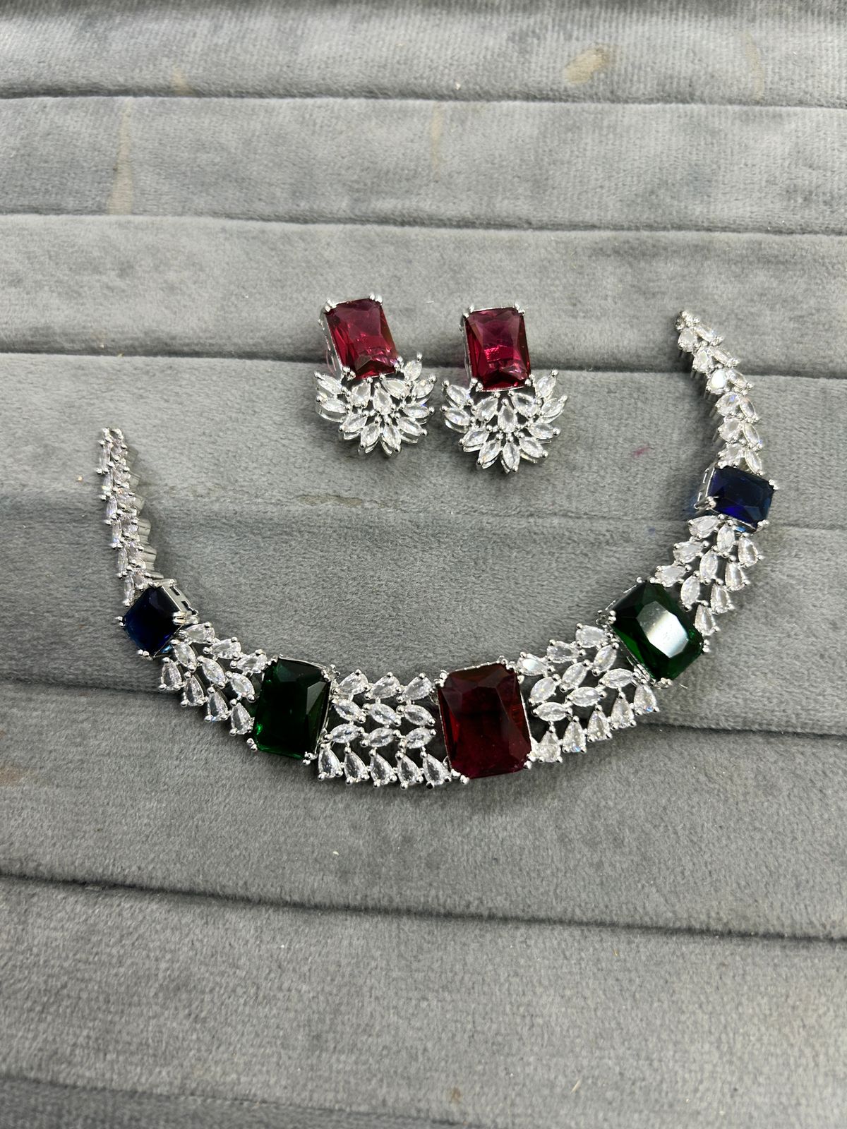 Handcrafted American Diamond Ethnic Necklace Perfect For Bridal Festive Ethnic Wear With Special Design