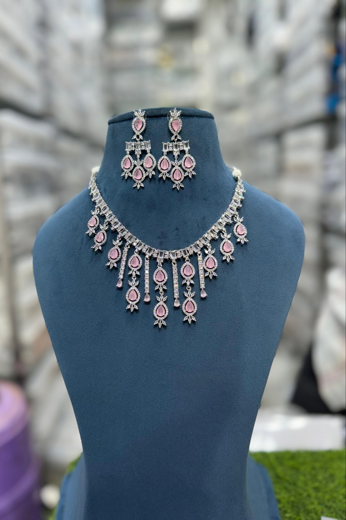 Luxury American Diamond Pakistani Necklace Earrings Elegant and Exclusive for High Class Occasions