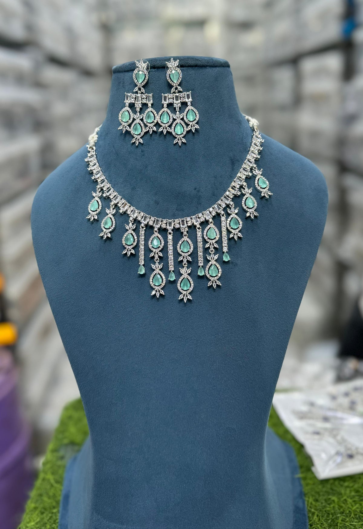 Luxury American Diamond Pakistani Necklace Earrings Elegant and Exclusive for High Class Occasions