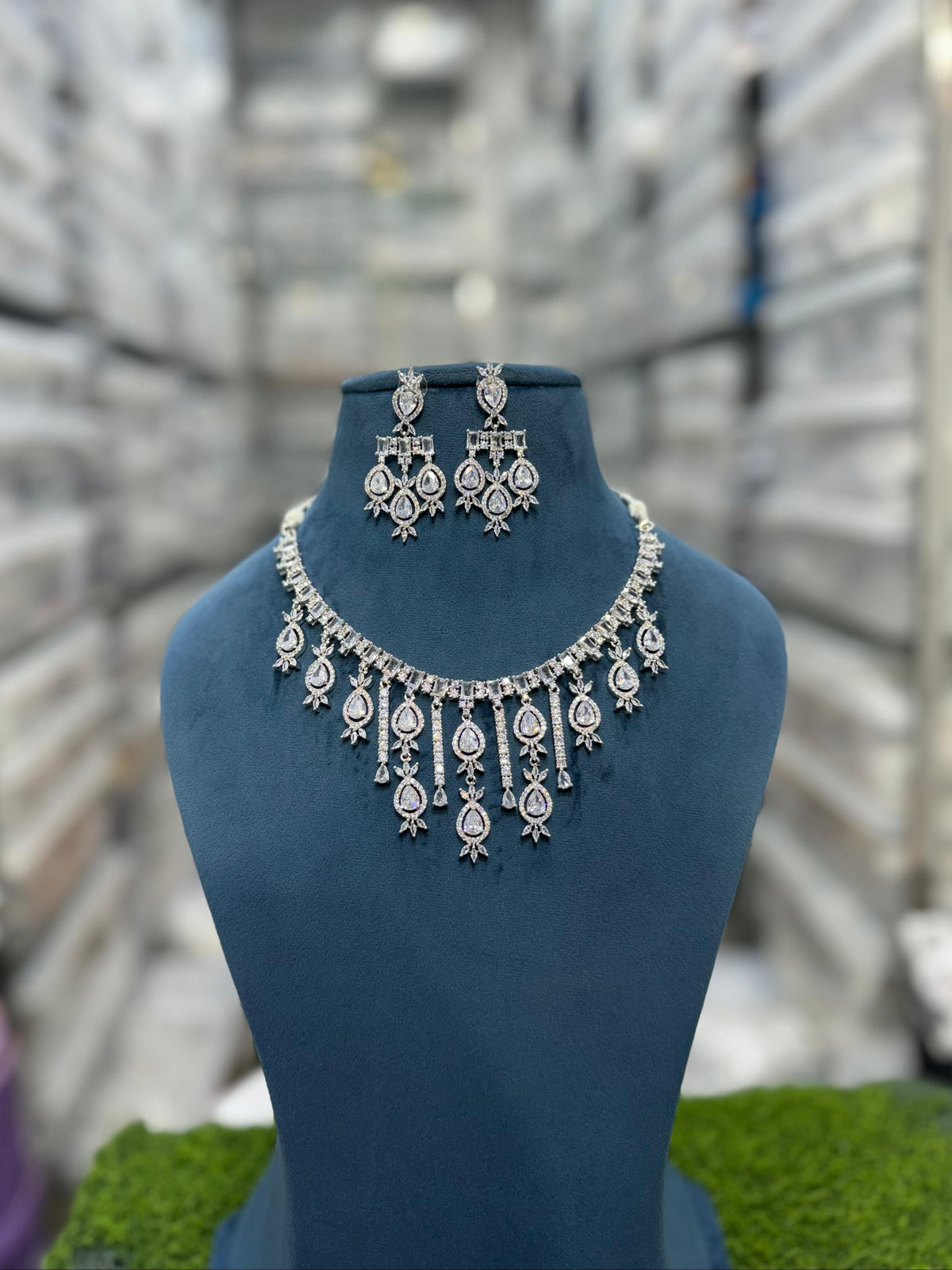 Luxury American Diamond Pakistani Necklace Earrings Elegant and Exclusive for High Class Occasions