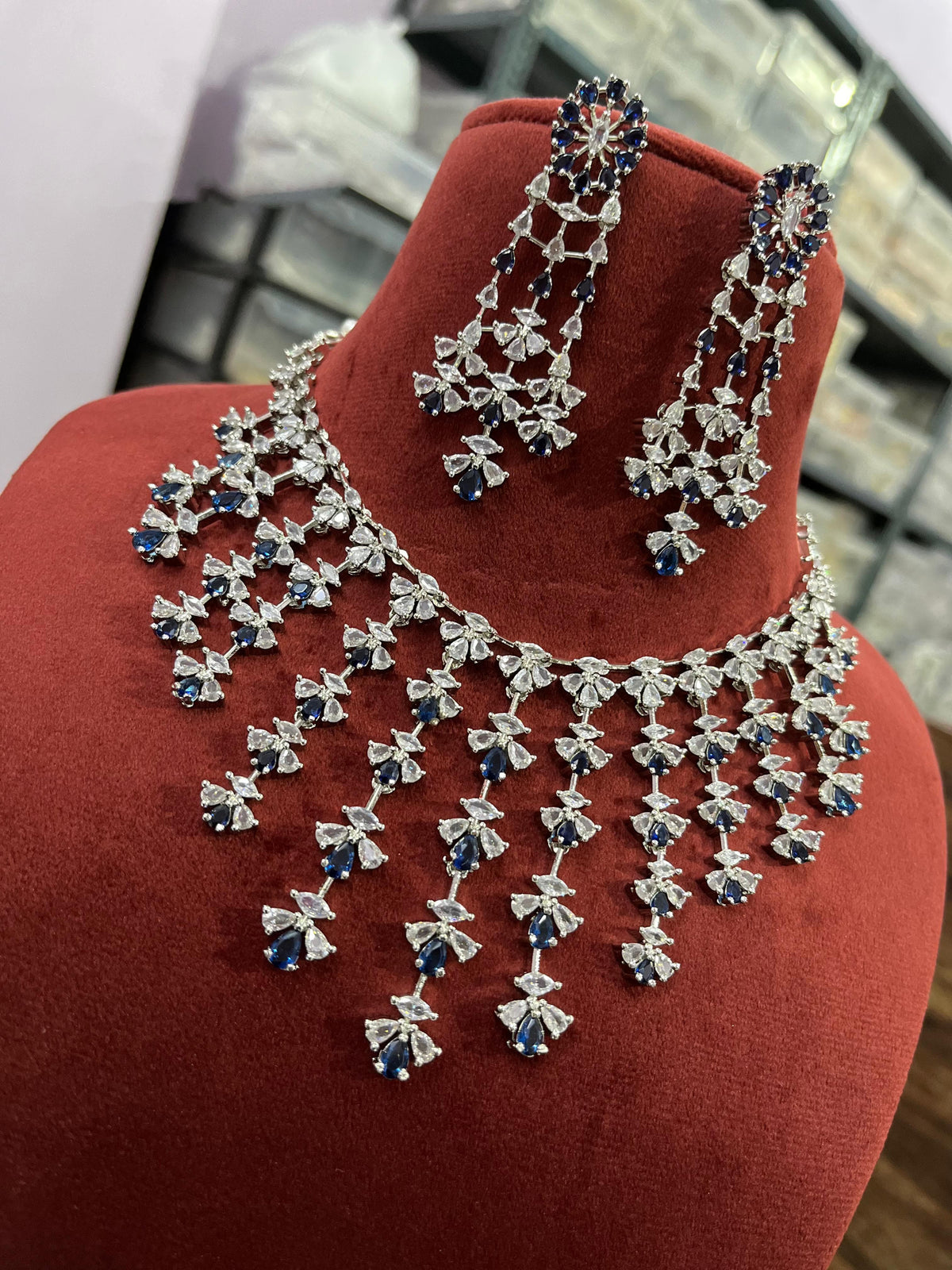 Wedding Ethnic Fashion Party Accessories Set of Necklace Earrings With American Diamond Premium Design