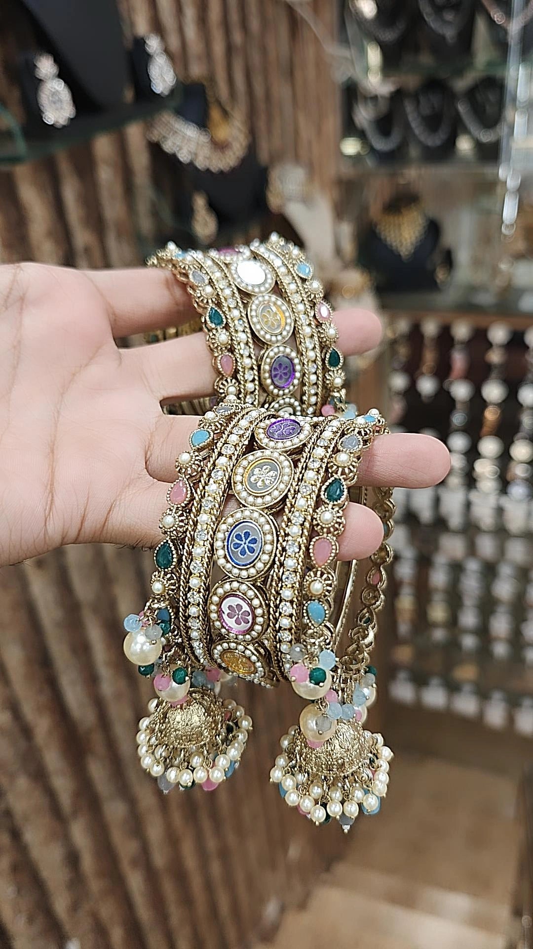 Exquisite Bridal Pakistani Bangles Wedding Bollywood AD Jewelry Set