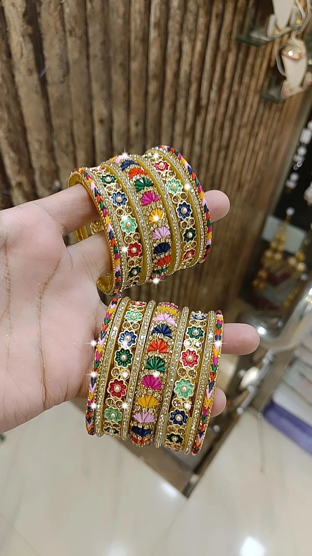 Multi Rajwadi Pearl and Gold Crystal Bangles, Wedding Jewelry, Indian Bridal Jewelry, Best Selling Traditional Bangles