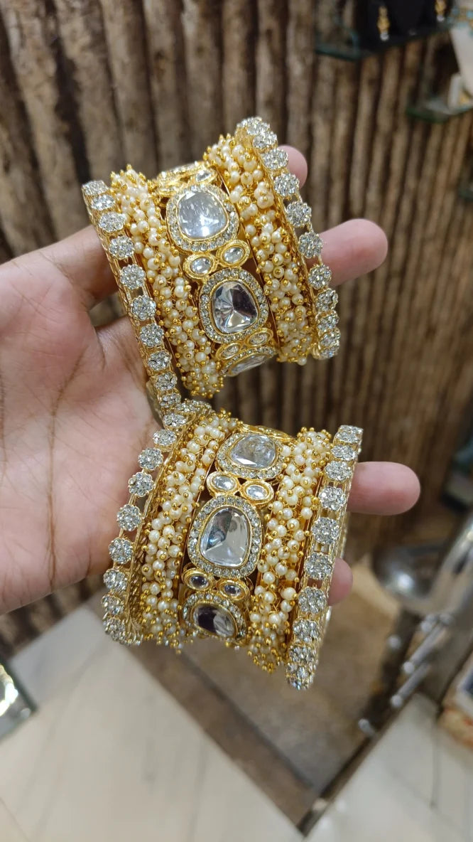 Indian Bridal Bangles with Pearl Details Floral Design