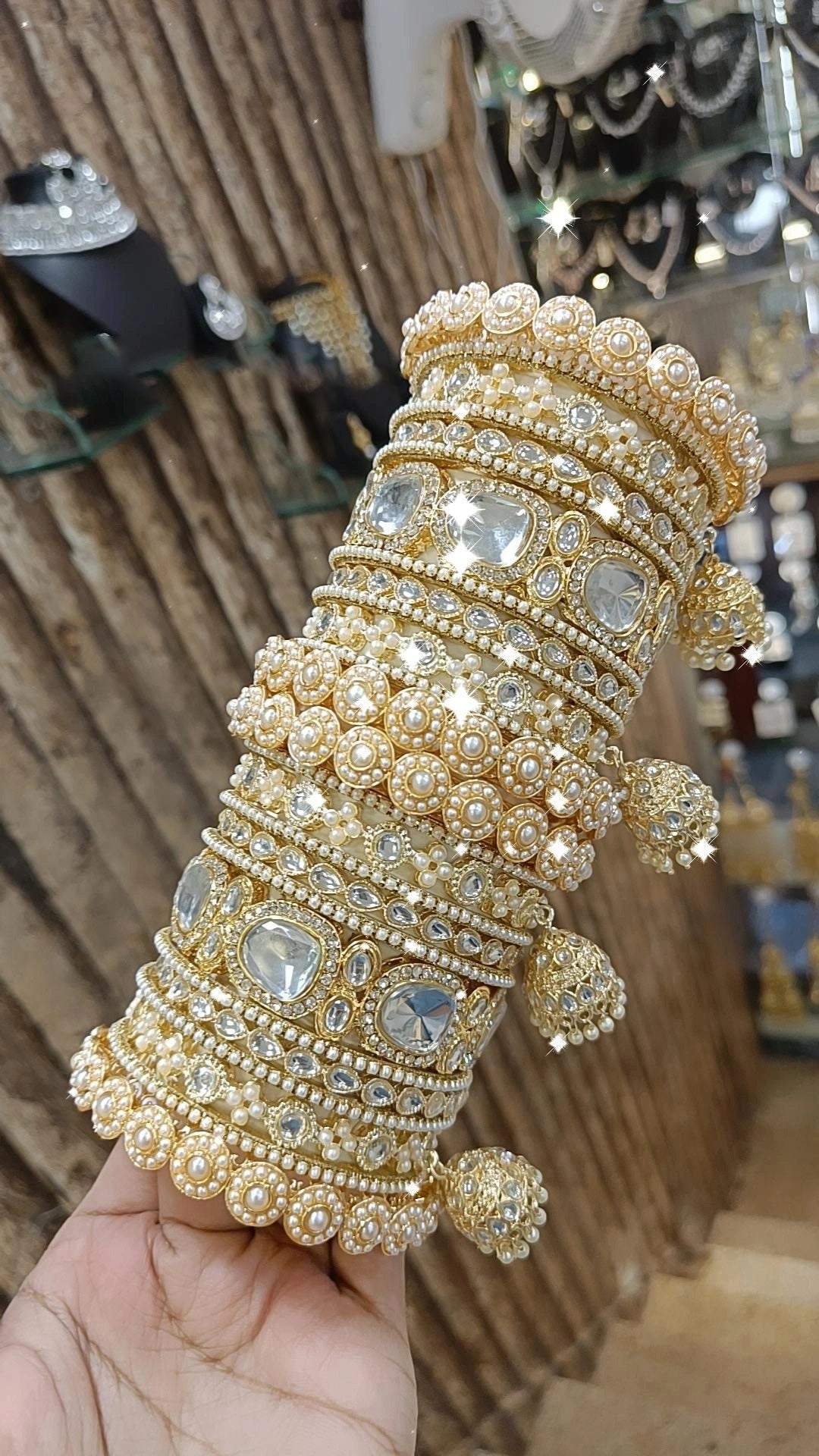 Premium Pearls Kundan Bangles Indian Bridal Jewelry Timeless Elegance