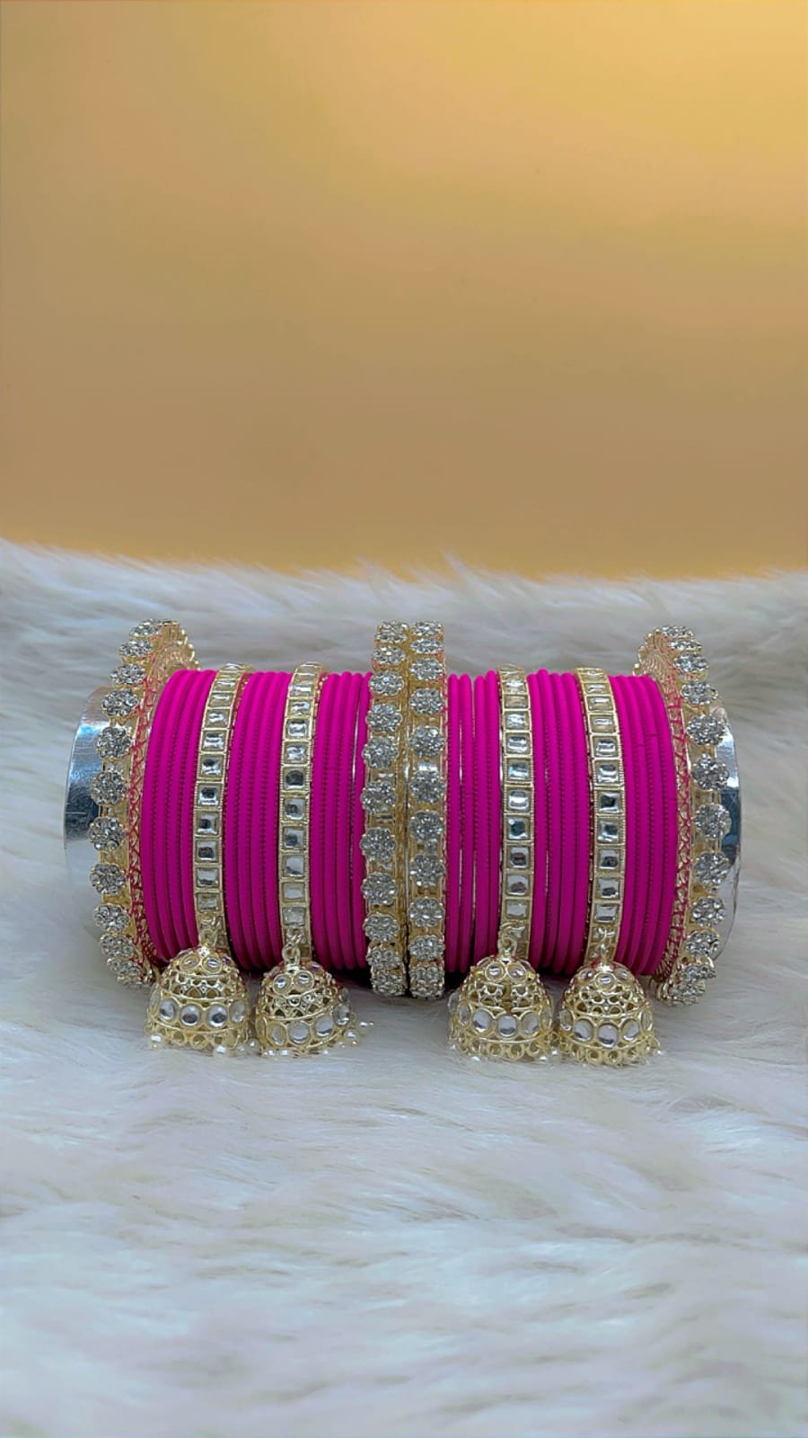 Elegant Modern Minimalist Bangles Jhumka Set Clear Crystal Jewelry