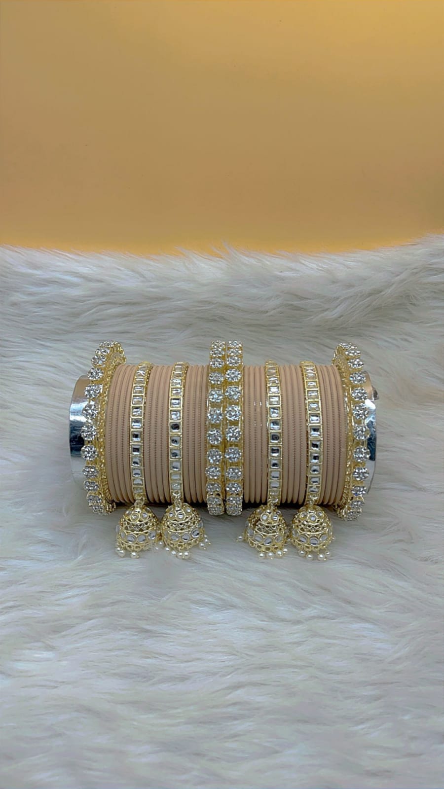 Elegant Modern Minimalist Bangles Jhumka Set Clear Crystal Jewelry