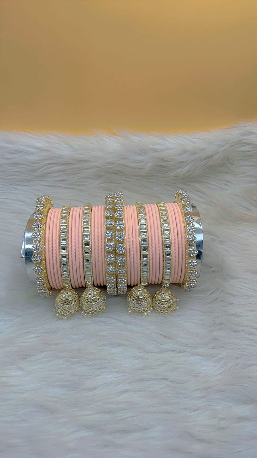 Elegant Modern Minimalist Bangles Jhumka Set Clear Crystal Jewelry