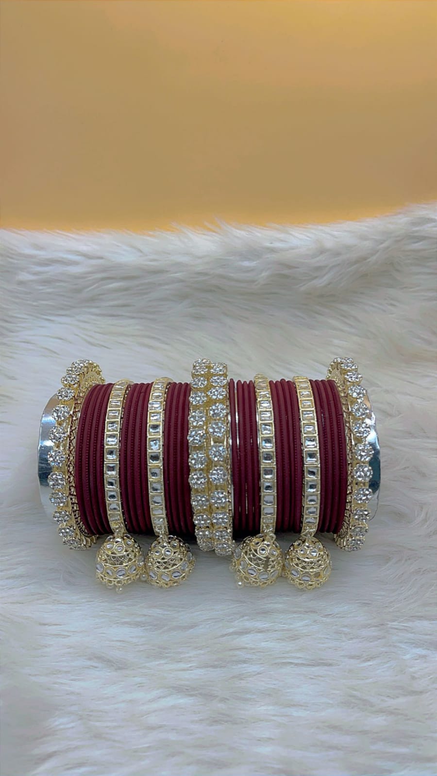 Elegant Modern Minimalist Bangles Jhumka Set Clear Crystal Jewelry