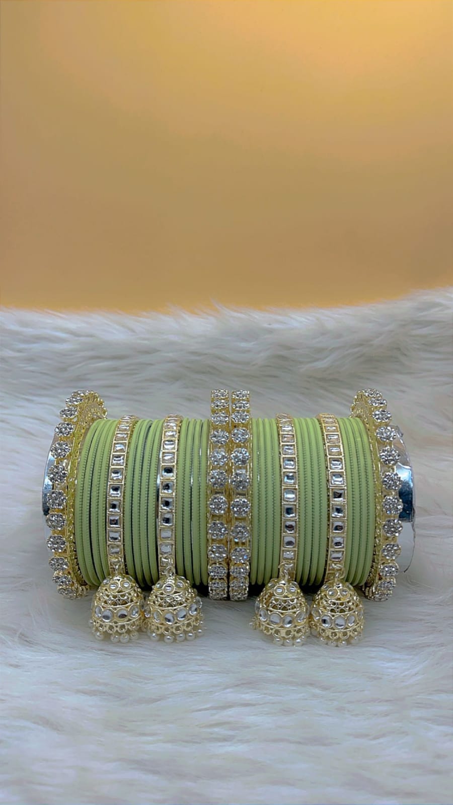 Elegant Modern Minimalist Bangles Jhumka Set Clear Crystal Jewelry