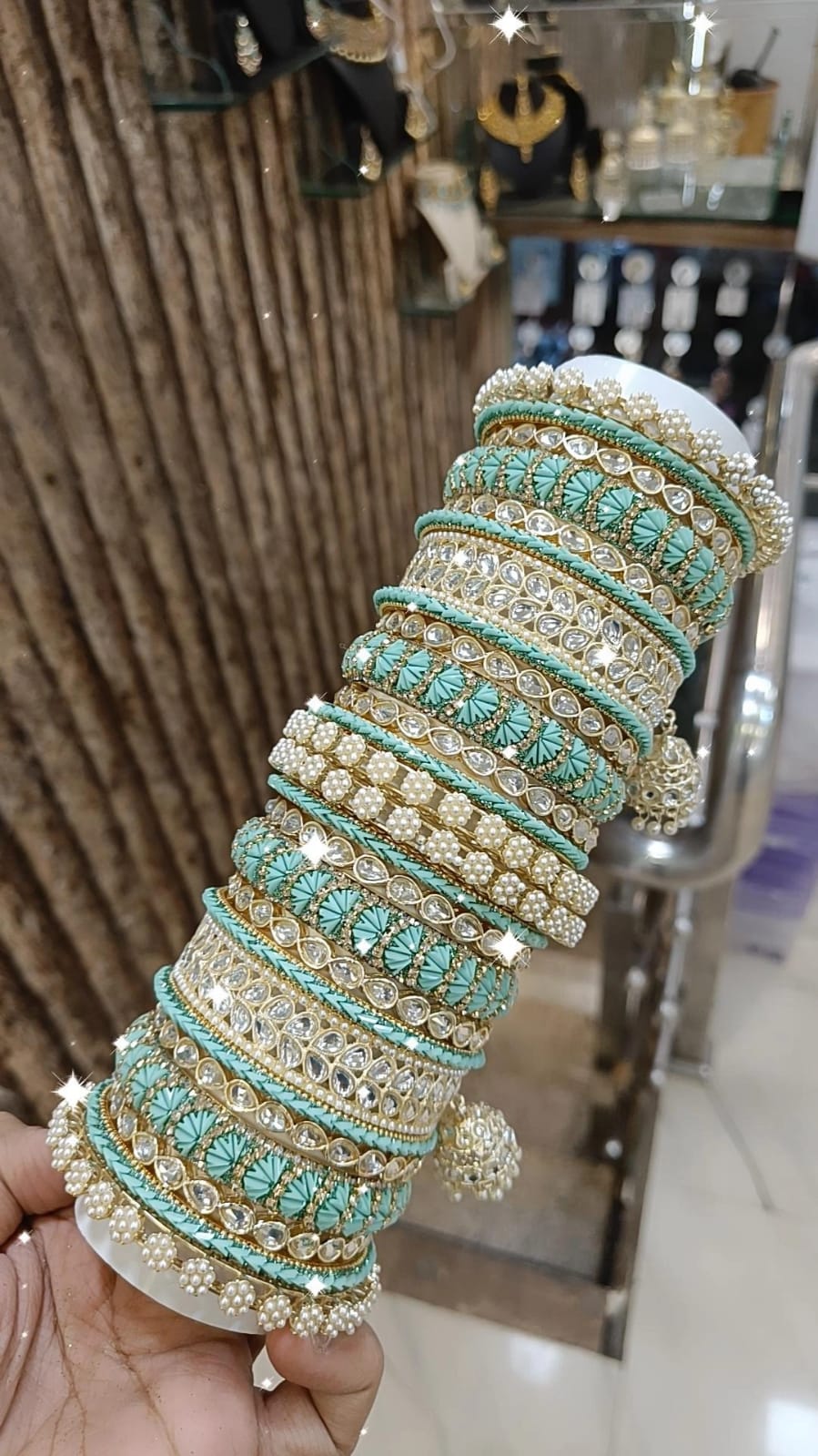 Festive Pearl Bangles Stack Indian Collection Pakistani Jewelry