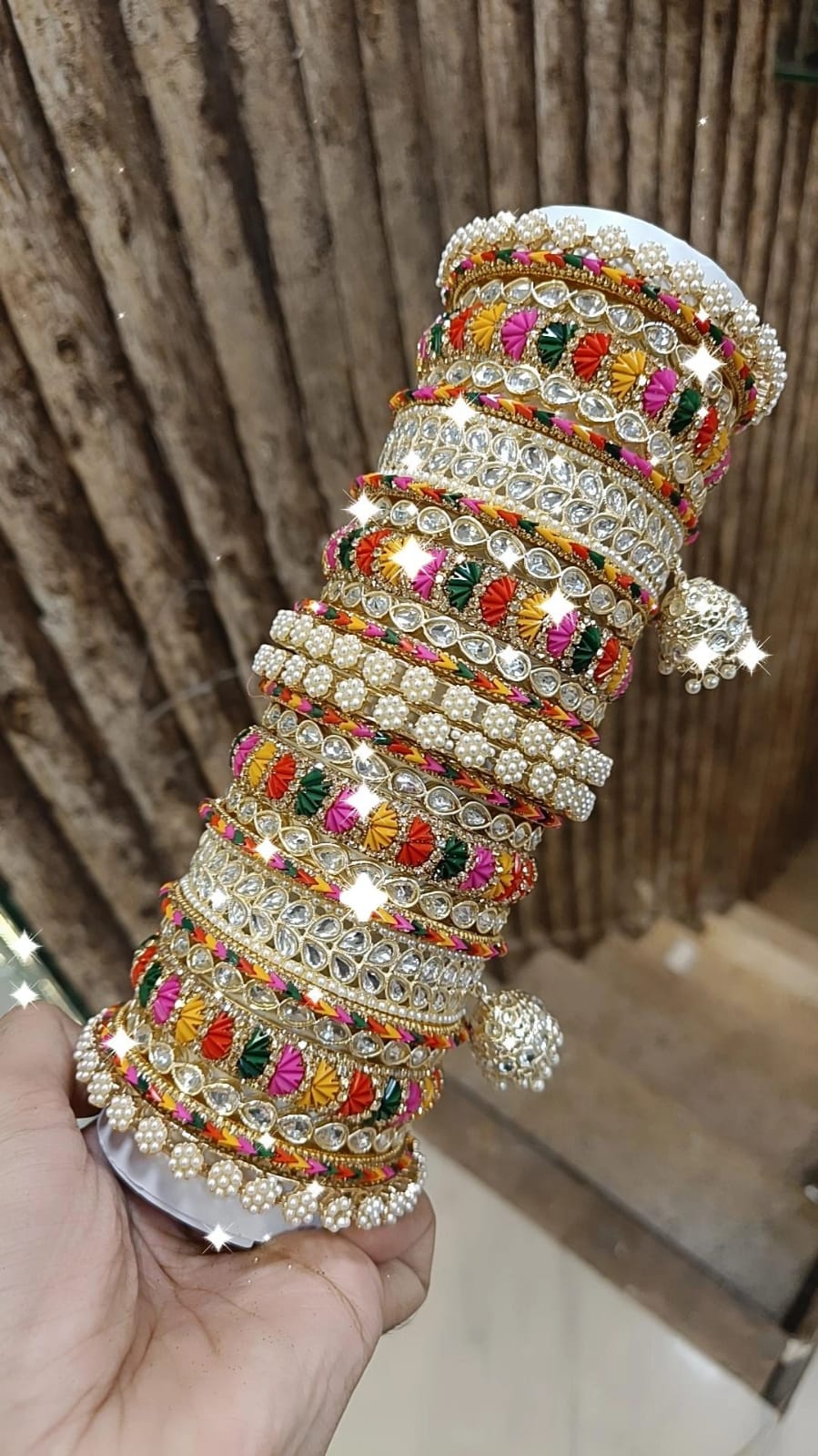 Festive Pearl Bangles Stack Indian Collection Pakistani Jewelry