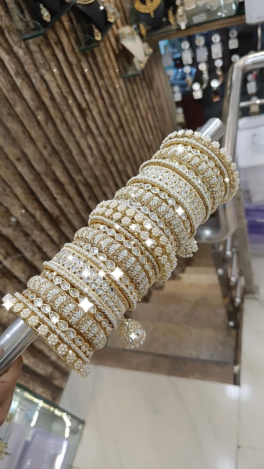 Festive Pearl Bangles Stack Indian Collection Pakistani Jewelry