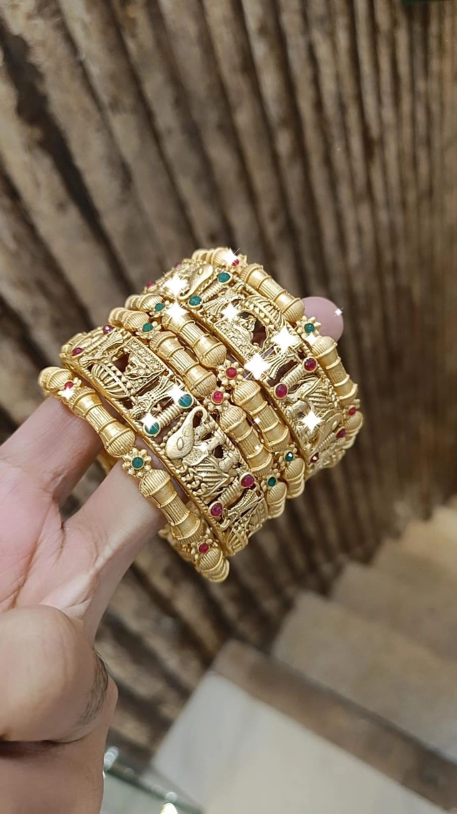 Gold Plated Bangle Gemstone Indian Bangles Bollywood Inspired Jewerly