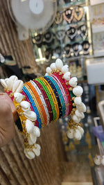 Indian Multicolor Thread and Shell Bangles Jewelry Set