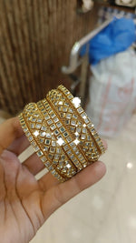 Bridal Pearl Gold Plated Bangles Set - Weddings Jewellery