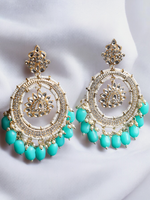 Meenakari Indian Gold Plated Jhumkas, Kundan Pearl beaded Earring Set