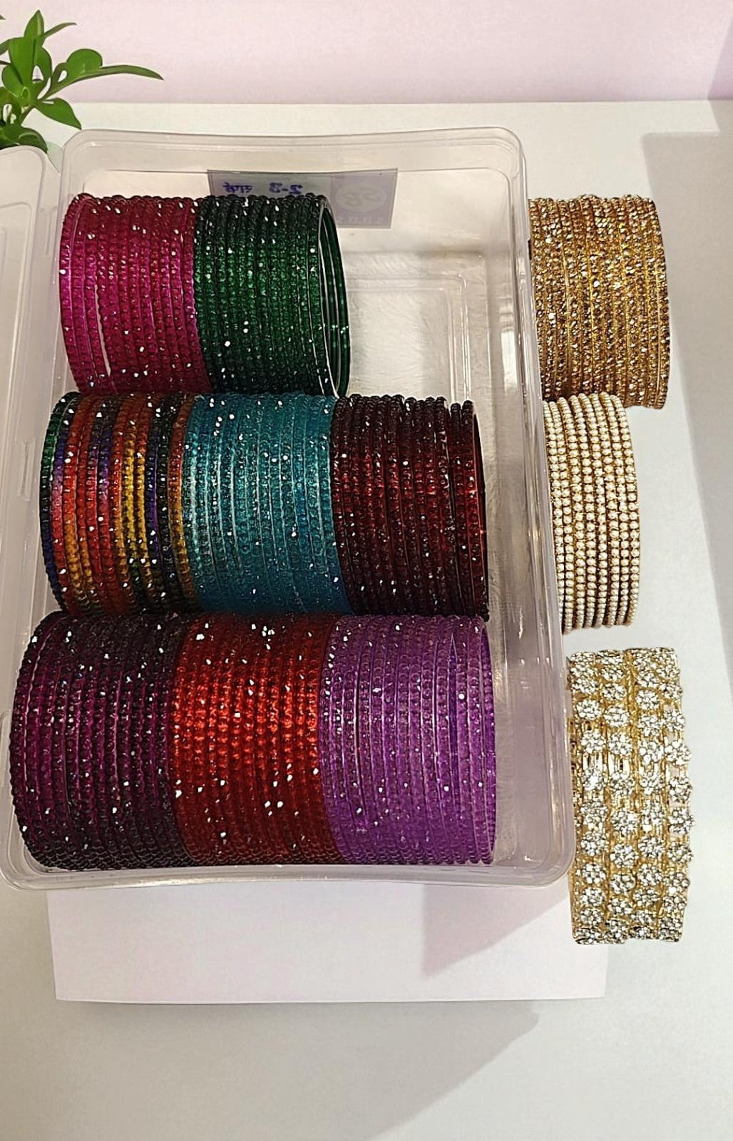 Sparkle Bangles Combo Box Indian Bridal Bangles Set, Zari Metal
