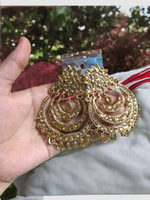 Gold Chandbali Bridal Pearl Kundan Earrings Set, Kundan Earrings, Chandbali Earrings, Kundan Chandbali, Chandbali, Indian Jewelry