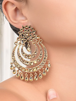 Gold Chandbali Bridal Pearl Kundan Earrings Set, Kundan Earrings, Chandbali Earrings, Kundan Chandbali, Chandbali, Indian Jewelry