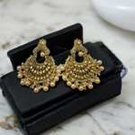 Gold Plated Pearl Chandbali Earrings Set, Indian Gold Chandbali, Gold Earring, Bridal Jewellery Set, Wedding Earrings