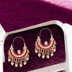 Multicolor Pearl Kundan Earrings Indian Jewelry Set, Multicolor earrings, Kundan earrings, Pearl Earring, indian chandbali, Bridal pearl Earrings, Wedding Earrings