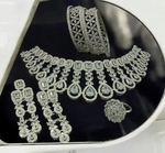 American Diamond CZ Jewelry Indian Necklace Earrings Ring Bangle Set, Cz Earrings, CZ necklace, AD Ring, AD Bangle, Bridal Jewelry