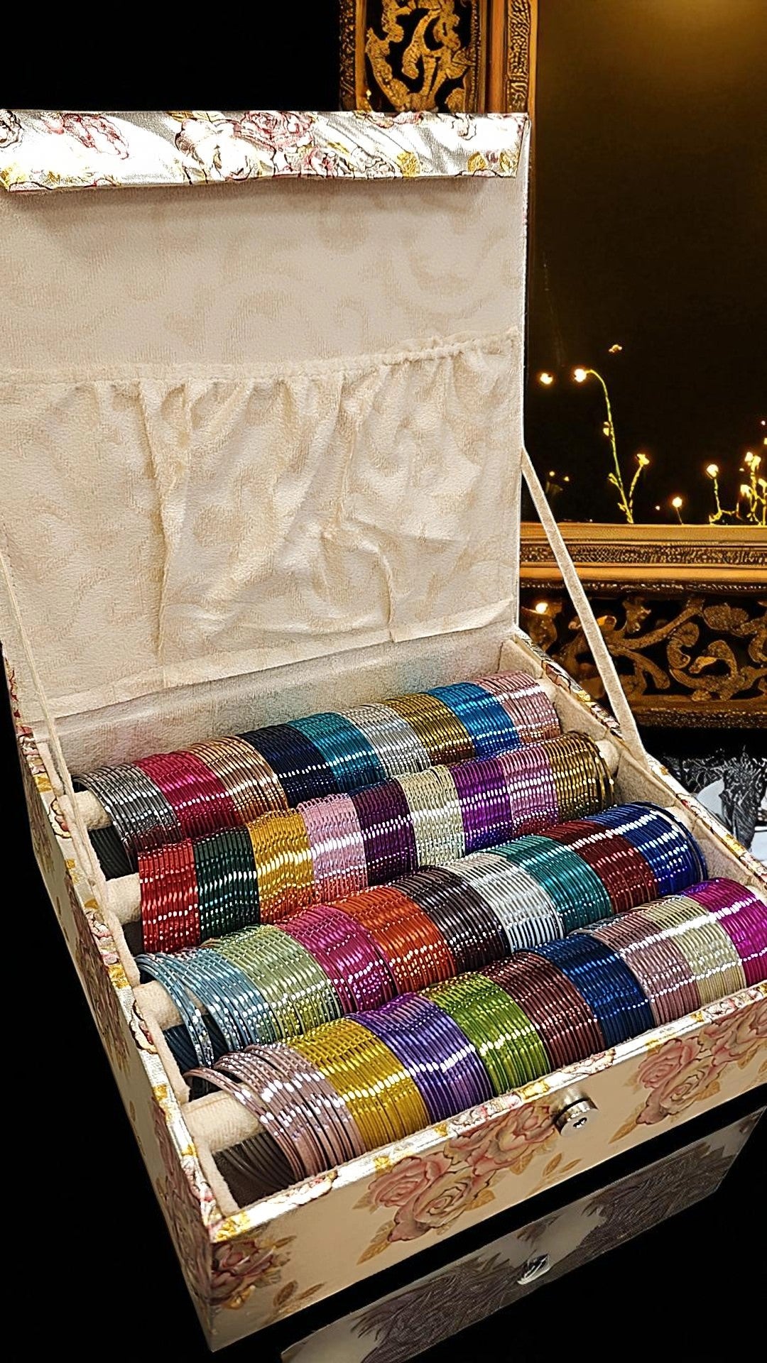 lossy Bangles Set with Storage Box Indian Bridal Bangles, Traditional Wedding Bangle Set, Pakistani Jewelry Combo
