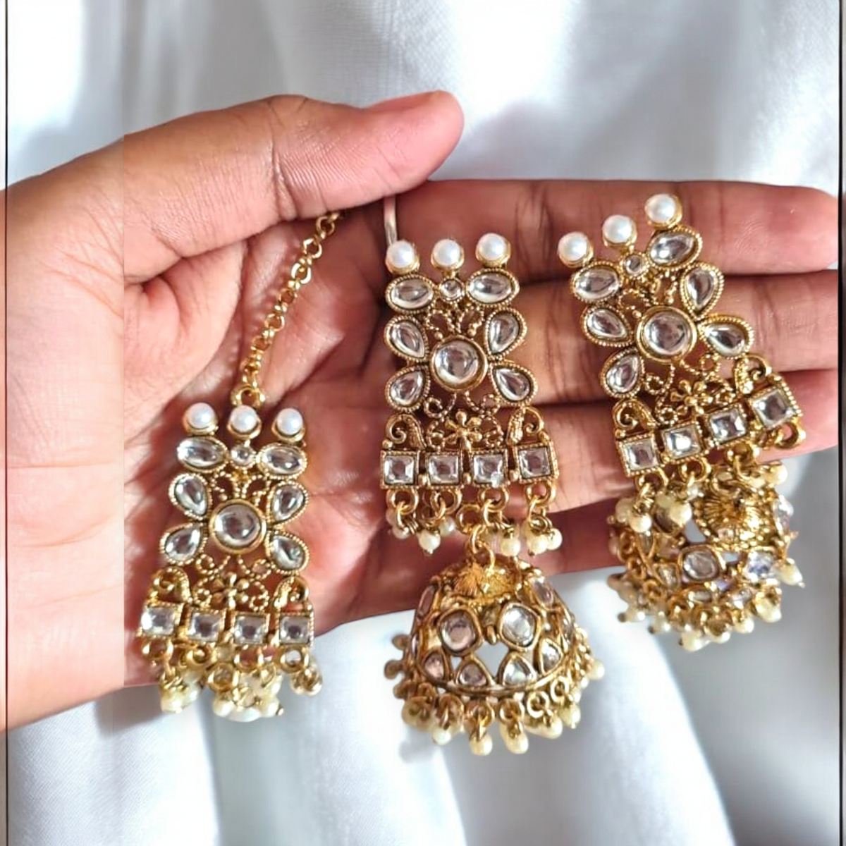 Gold Tone Kundan Pearls Bridal Choker Necklace Set, Choker Set, Wedding Choker Earring Set, Bridal Necklace Earring Set, Wedding Jewelry, Bollywood jewelry Set, Pakistani bridal Jewelry Set, Pearl Jewelry