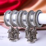 Silver Jhumki Bridal Bangle Set Indian Wedding Bangles, Traditional Bridal Jewelry, Ethnic Bangle Combo for Women