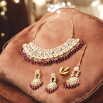 Pakistani Bridal Pearl Kundan Choker Earring Mangtika Jewellery, Choker Jewelry Set, Earring Set, Mangtika Jewelry, Bridal Jewellery Set, Indian Mangtika Earring set