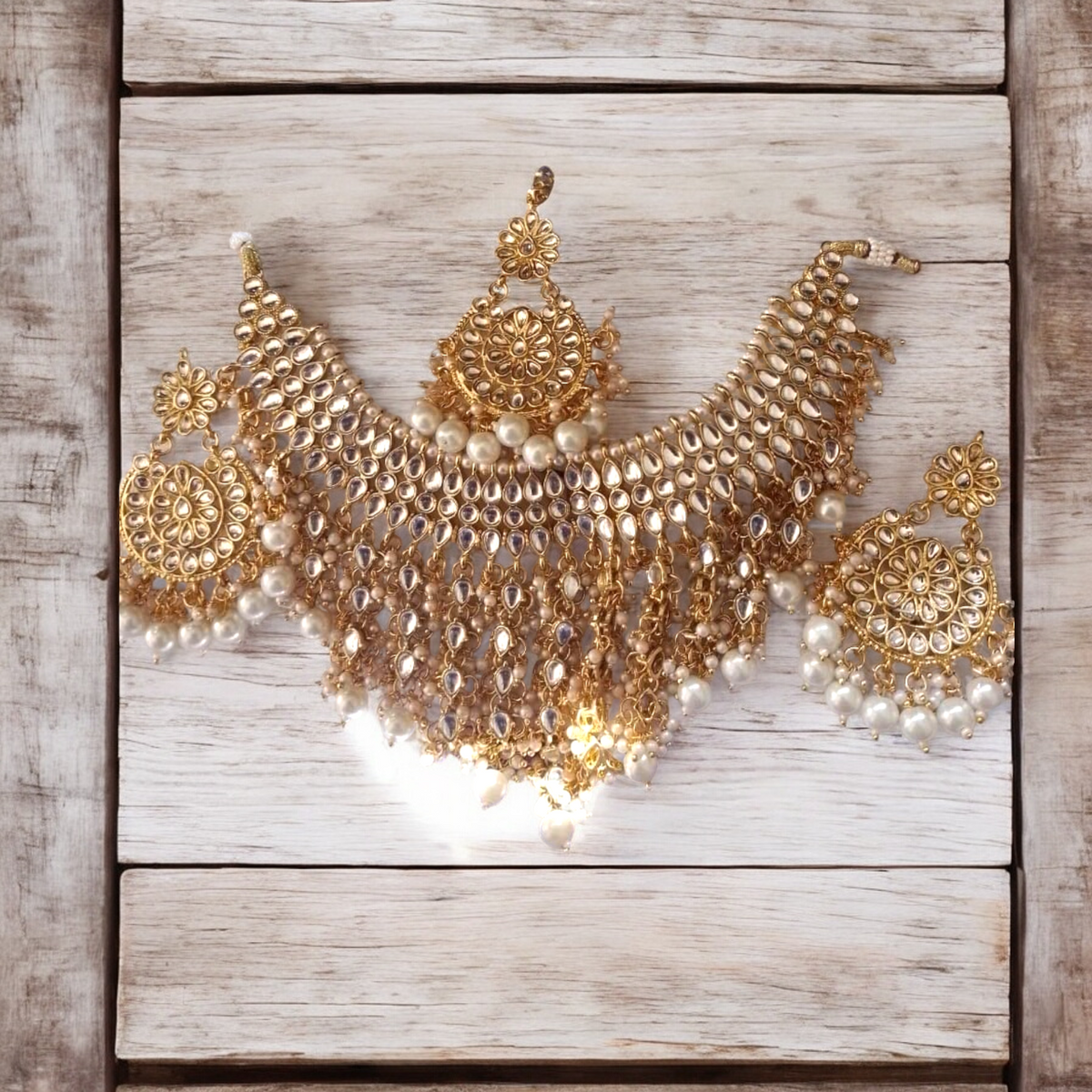 Pakistani Choker Kundan Earring Pearl Mangtika Set, Pakistani Jewellery Set, Pakistani Choker Set, Pakistani Chandbali Set, Pakistani Mangtika Set, Bridal Necklace Jewelry Set