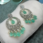 Chandbali AD Bridal Indian Jewelry Set, CZ Chandbali, AD Earrings, Bridal AD Jewelry, Wedding CZ Earrings Set, Indian Earring Set