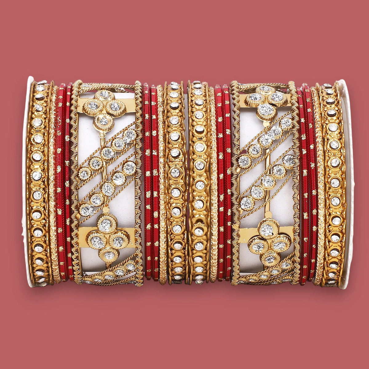 Golden Dotted & Stone Bangle Set | Traditional Party Wear Bangles