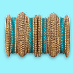Luxurious Golden Dotted & Stone Bangle Set | Elegant Bridal & Partywear