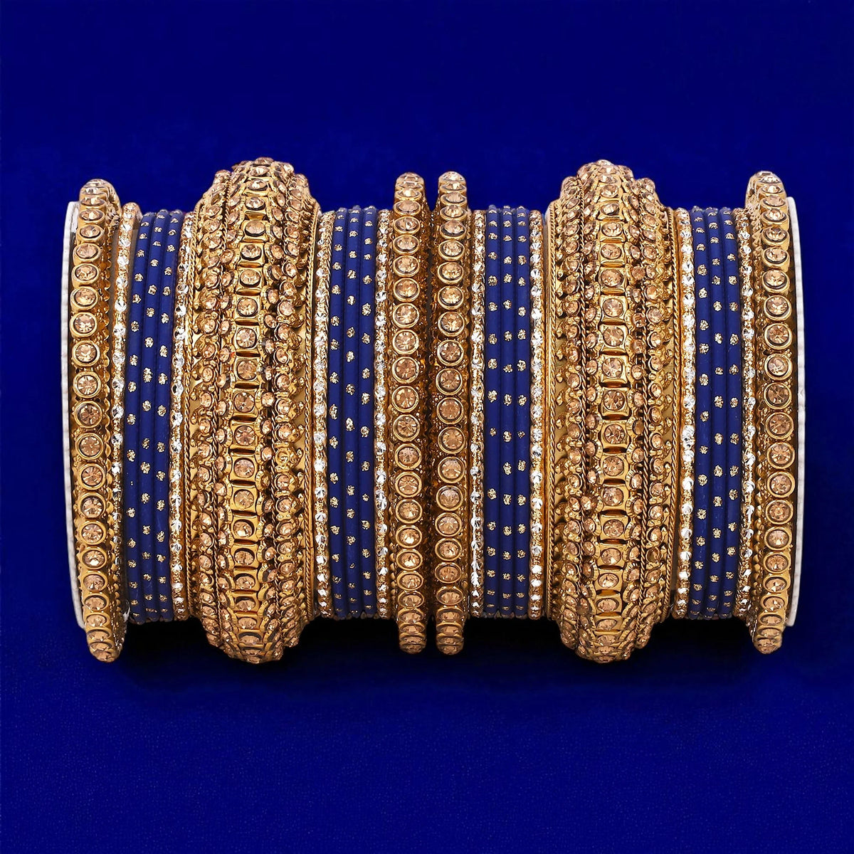 Luxurious Golden Dotted & Stone Bangle Set | Elegant Bridal & Partywear