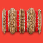 Luxurious Golden Dotted & Stone Bangle Set | Elegant Bridal & Partywear