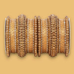 Luxurious Golden Dotted & Stone Bangle Set | Elegant Bridal & Partywear