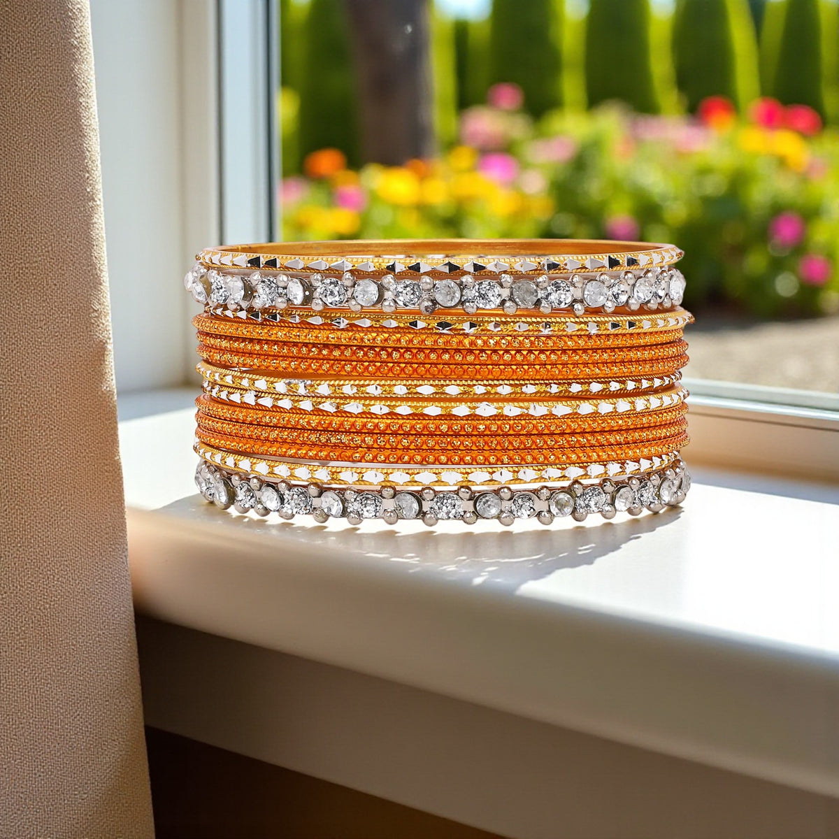 Modern Stone Tribal Bangle Stack | Boho-Chic Jewelry