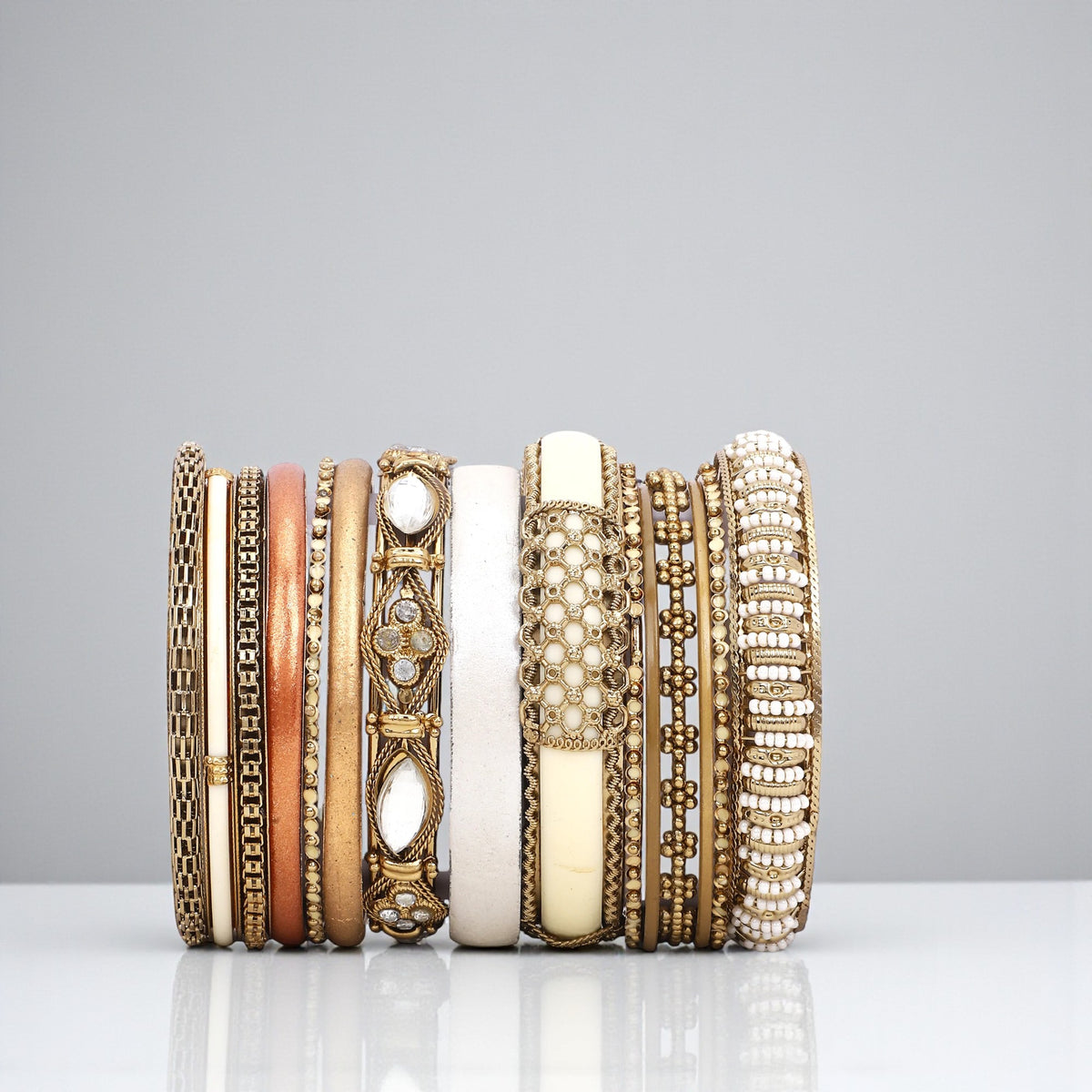Modern Tribal Bangle Stack – Set of 14 | Boho Ethnic Jewelry