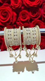 Beautiful Kalira Joint Latkan Bangles with Jhumki Bridal Stylish Gold Plated Kada Set