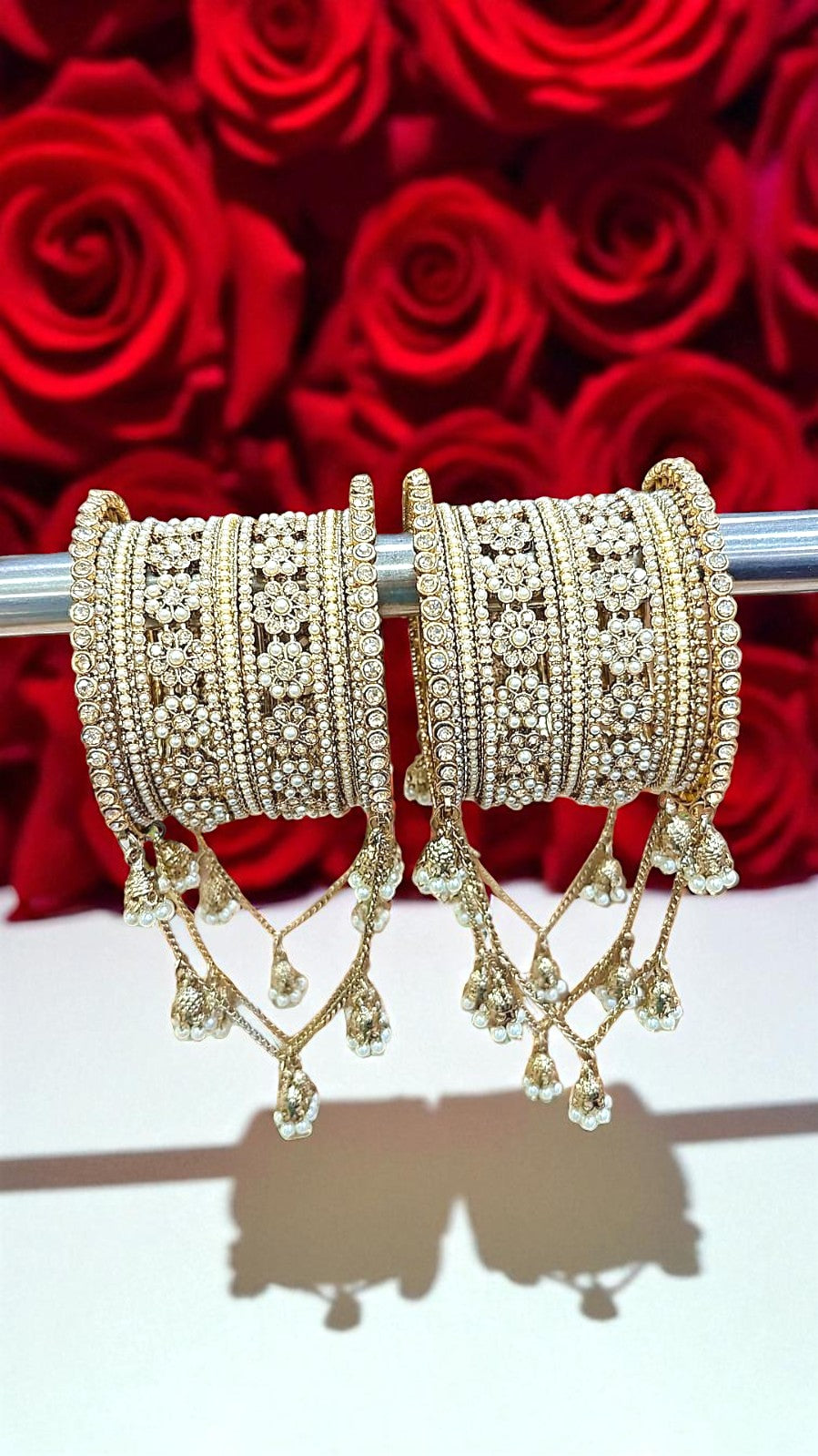 Beautiful Kalira Joint Latkan Bangles with Jhumki Bridal Stylish Gold Plated Kada Set
