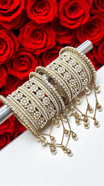 Beautiful Kalira Joint Latkan Bangles with Jhumki Bridal Stylish Gold Plated Kada Set