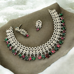 Indian CZ Choker Earrings Bridal Jewellery Set, Indian AD Choker, CZ earrings Set, Wedding AD Jewelry, Pakistani Jewelry Set