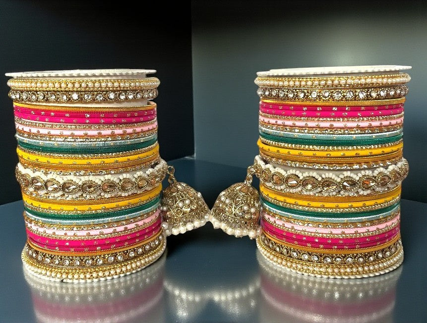 Multi Jhumki Style Bangle Set for Both Hands – Traditional Bridal Jewelry