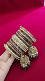 Beautiful Crystal Jhumar Bridal Bangle Set Elegant Traditional Wedding Jewelry
