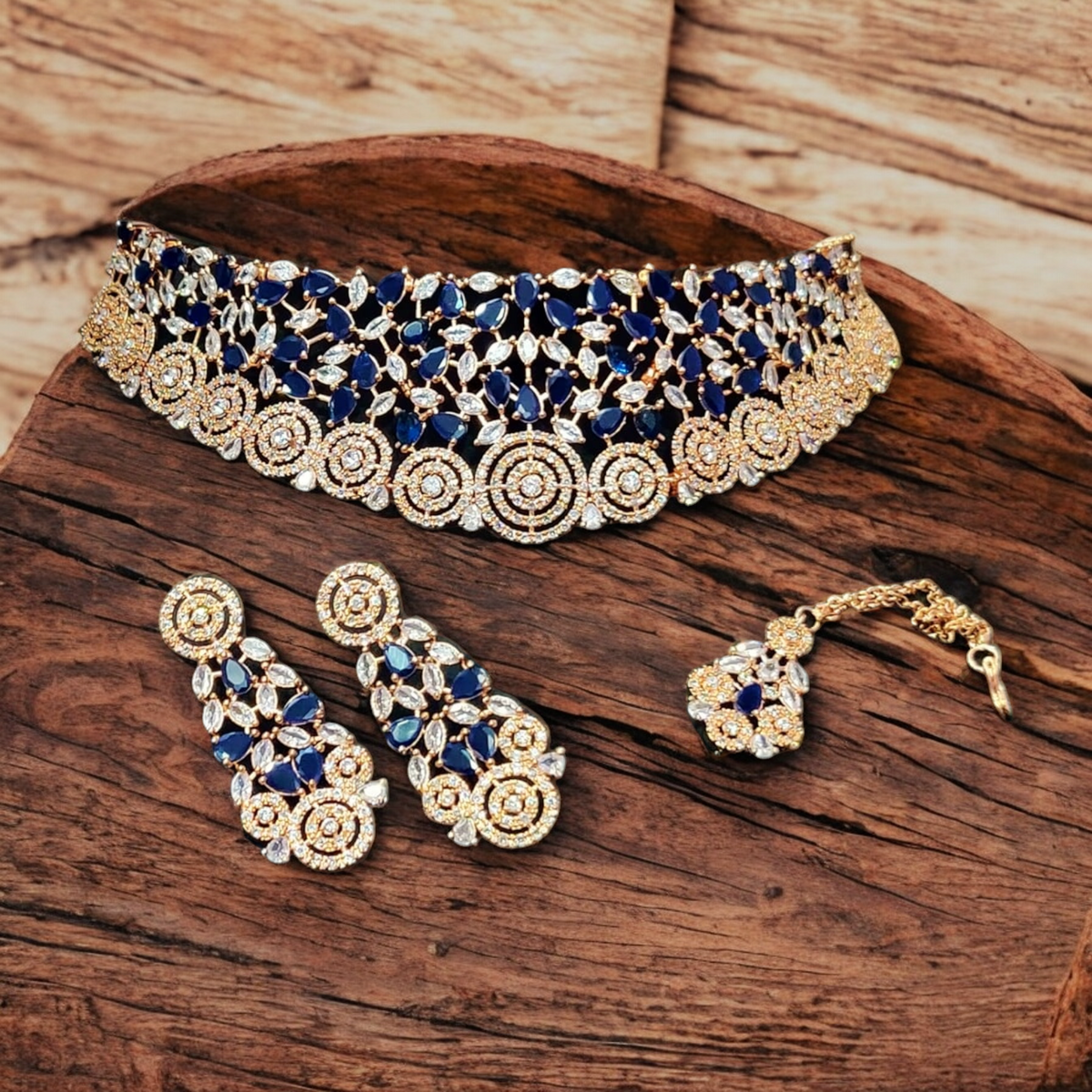 Pakistani Wedding CZ Choker AD Earrings Maangtika Set, Pakistani AD Jewellery Set, AD Jewellery Set, CZ Bridal Earrings Maangtika Set, AD Mangtika Choker Set, Bridal AD Jewelry