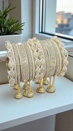 Magic Moti Stone Bangle Set – Gold-Plated Handcrafted Bangles with Pearl & Stone Detailing - Libasaa.com