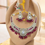 Premium Designed AD Wedding Necklace Jewellery Set, Premium AD Necklace Earrings, Premium CZ Earrings Set, Premium Indian AD Jewellery, Premium Bridal Necklace Earrings Set, Premium CZ Pakistani Jewelry