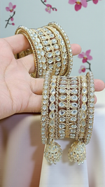 Beautiful Kundan Jhumar Bangle Set – Gold-Plated Traditional Bridal Jewelry - Libasaa.com